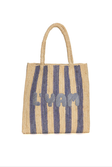 L’Yam Blue and Yellow Raffia Tote