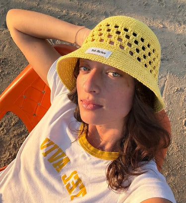 Tel A'vive Yellow Crochet Bucket Hat