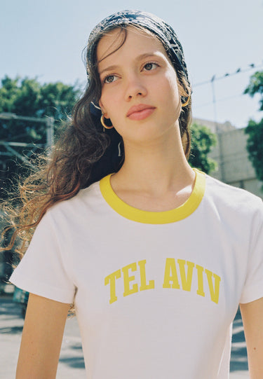 Yellow Women's Tel Aviv Baby Tee